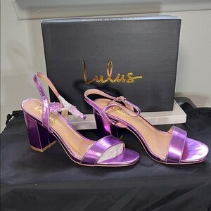 Lulu's Metallic Purple Heeled Sandals